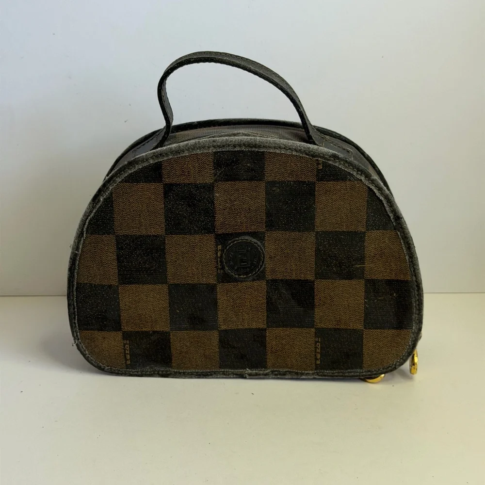 Vintage Fendi Pequin Coated Canvas Vanity Case - Picture 1 of 12